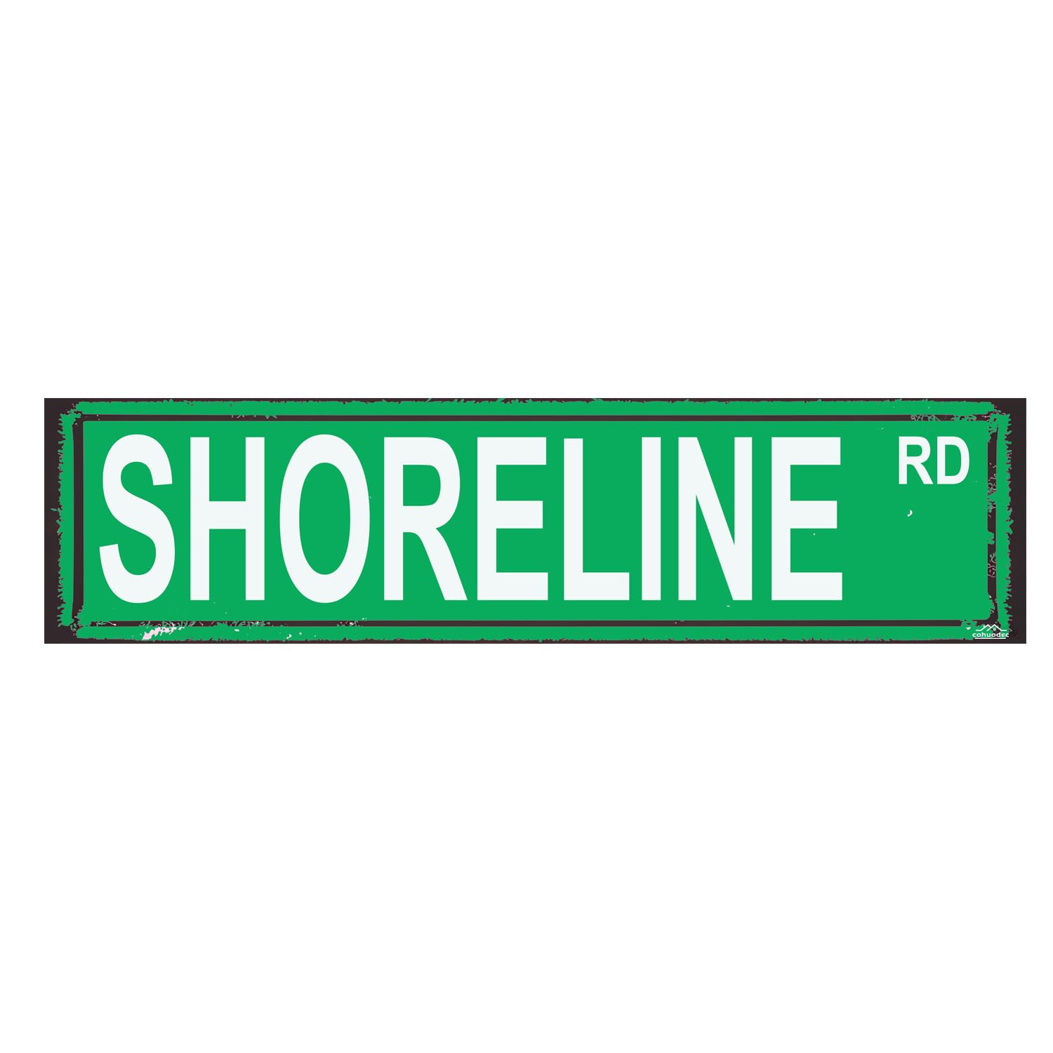 Shoreline RD Rustic Coastal Metal Sign - 4x16 Inch Beach Street Decor - Ocean View Wall Art - Nautical Gift for Beach House Owners