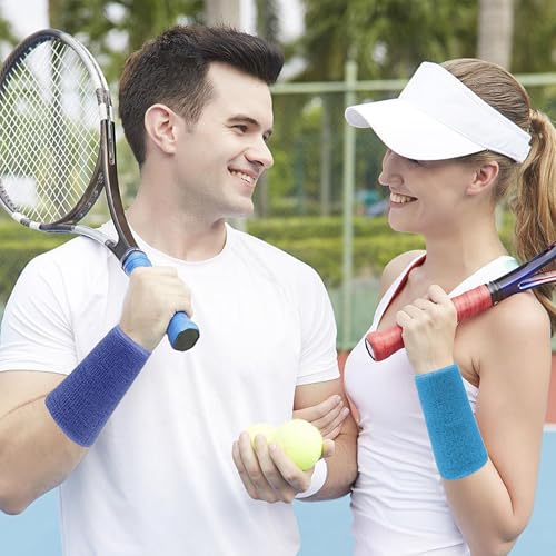 Image of 6 Inch Wrist Sweatbands Tennis Wrist Bands Absorbent Sweat Band for Men and Women Sport Long Wrist Bands, Breathable Cotton Athletic Sweatbands for Basketball, Workout, Running (4 Pack)