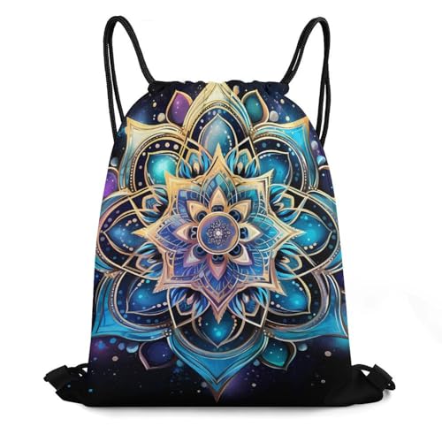 Mandala Flowers Drawstring Backpack Durable Sport Gym Bags Daypack for Men Women 35 * 42cm