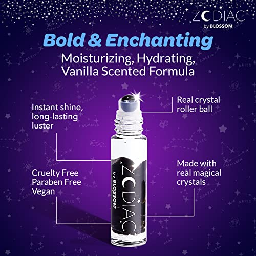 Blossom Zodiac Sign Vanilla Scented Moisturizing Roll-On Lip Gloss With Crystals, Made In Usa, 0.20 Fl. Oz./5.9Ml, Scorpio #TOP5