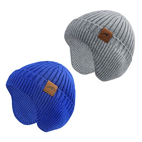 Image of POXIMI Baby Boy Winter Hat Toddler Warm Beanie Girl Knit Hats with Earflap Kid Cute Earmuffs