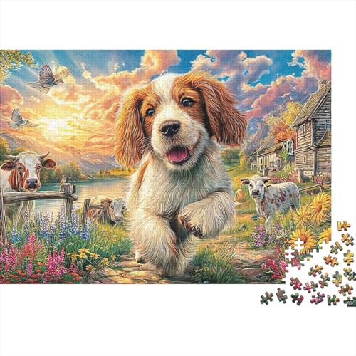 Rompecabezas de 1000 piezas Sunset Puppy, un excelente regalo de cumpleaños y aniversarios