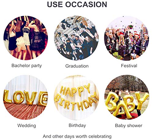 Image of AMFIN 16 Inch Gold Letter Balloons Alphabet Foil Balloons for Birthday, Wedding, Graduation, Bachlorette, Bridal Shower, Party Decorations Supplies