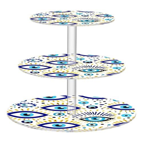 PYBUG Blue Eye 3 Tier Acrylic Cupcake Stands Tower,Dessert Table Display Set for Tea Party,Wedding,Birthday, Baby Shower