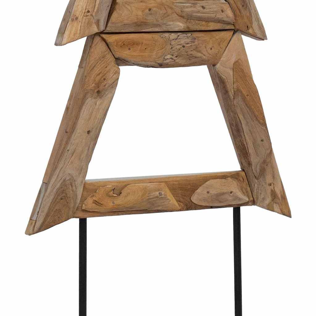 Sapin de Noël marron 149,5 cm Bois de teck | Rustique, stable, montage sans outils, intérieur et extérieur protégé