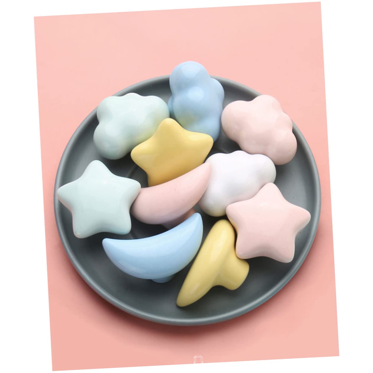 OSALADI 3 Set Di Pomelli Per Mobili A Forma Di Unici in Ceramica Per Cassetti Per Decorazioni 2 Pezzi*3