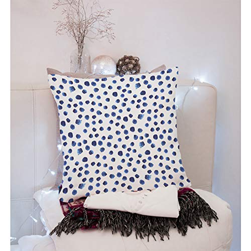 Versuswolf Throw Pillow Covers Navy Paint Hand Drawn Blue Watercolor Polka Dot Watercolour Cotton Linen Decorative Square Pillowcases Cushion Cover 18 X 18 Inch #TOP2