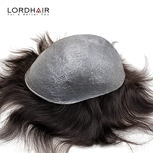 Lordhair Toupee For Men With 100% European Human Hair 8X10 Inch Hairpiece For Men 0.03Mm Ultra Thin Skin Hairsystem All V-Looped Mens Toupee (Off Black 1B) #TOP5
