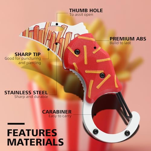 Image of Small Pocket Knife for Women Men,Cute Folding Knife Box Cutter,Folding Utility Knife with 1.38''Sharp Blade,Mini EDC Knives for Everyday Carry,Ideal Gifts for Men and Women(Fries)