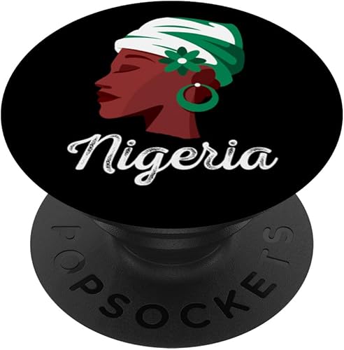 Miniatura 1 de African Nigerian Girl Mom Patriotic Nigeria Pride Flag PopSockets Standard PopGrip