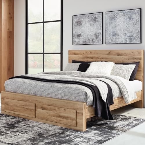 Image of Signature Design by Ashley Hyanna King Panel Storage Bed, Tan Brown