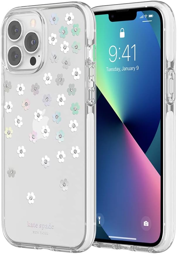 kate spade new york Defensive Hardshell Case for iPhone 13 Pro Max - Shock-Absorbent, Scattered Flowers