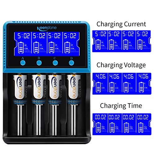 18650 Battery Charger, Keenstone Smart Universal Charger Lcd Display For Rechargeable Batteries Ni-Mh Ni-Cd Aa Aaa Li-Ion Lifepo4 Imr 10440 14500 16340 Rcr123A 26650 #TOP4
