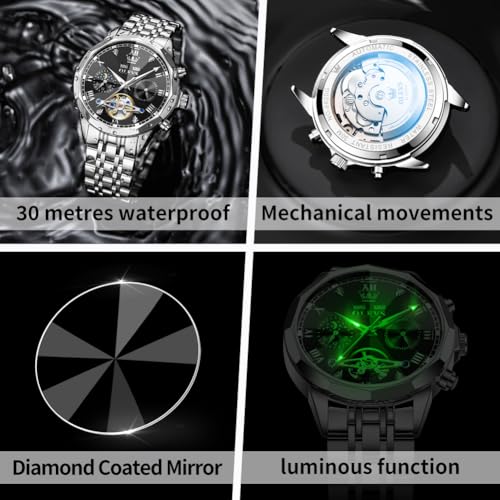 Image of OLEVS Watches for Men Automatic Self Winding Luxury Dress Big Face Wrist Watches