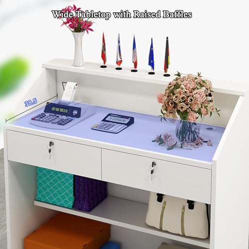 Recept Desk commerciale con serratura Der e scaffale aperto, bancone ufficio, per aziende, design moderno per efficiente nizat