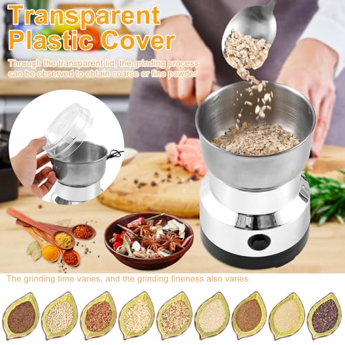 Coffee Grinder, Electric Automatic Grinder with with 4 Stainless Steel Blades 300ml Coffee Mill Grinder One Button Use Coffee Bean Portable Electric for Rice Seeds