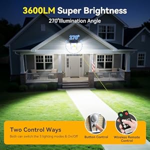 TuyLuxe Solar Flood Lights, 3600LM 270° Motion Sensor Outdoor Lights-Remote — photo 3 of 6