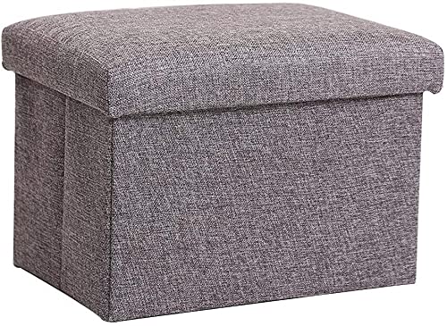 Lista de Arcones de almacenaje Top 5. 49 JHFSDFHKV Banco otomano Plegable con almacenaje, Taburete Rectangular tapizado de Lino con Tapa extraíble, Banco con arcón de almacenaje para Sala de Estar, Gris