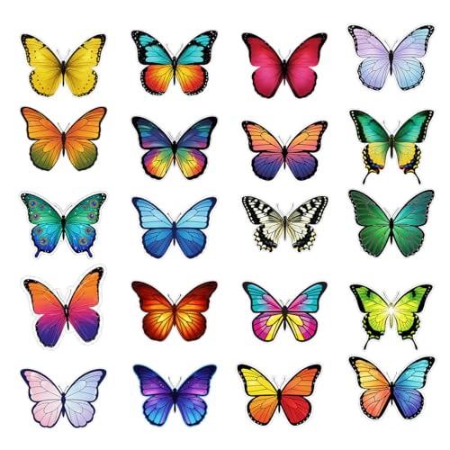 50 Pcs Colorful Butterfly Stickers, Vinyl Waterproof Stickers for Kids Journals, Spring Summer Home Decoration, Cute Aesthetic Butterfly Decals for Laptop, Water Bottle, Car, Scrapbook & Crafts