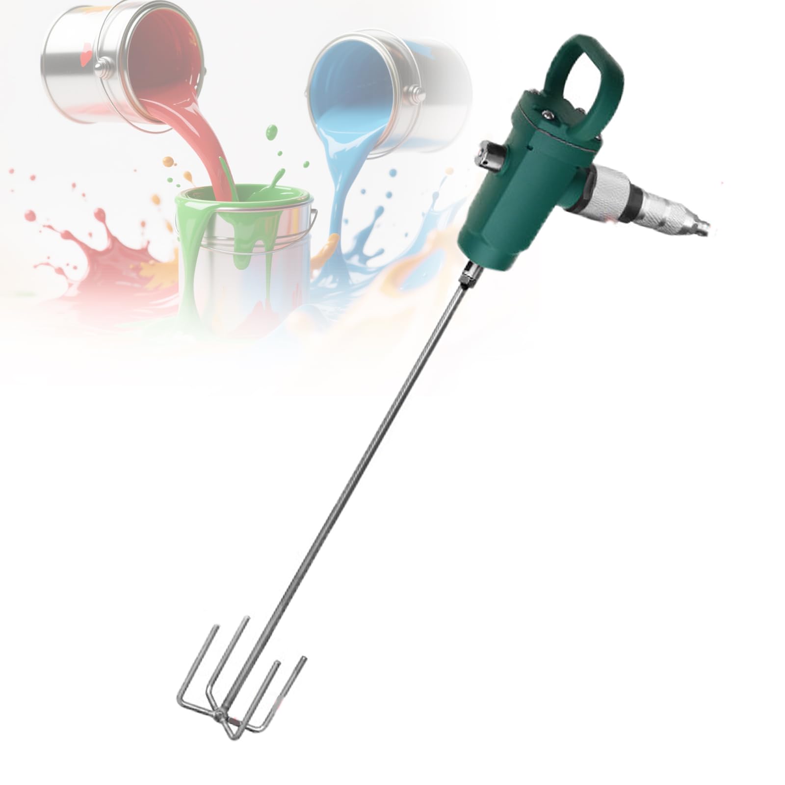 COYEUX Handheld Pneumatic Mixer, Air Powered Paint Agitator with 60cm Stainless Steel Stirring Rod, 1800RPM No-load Speed Stepless Speed Control, for Coatings Chemicals