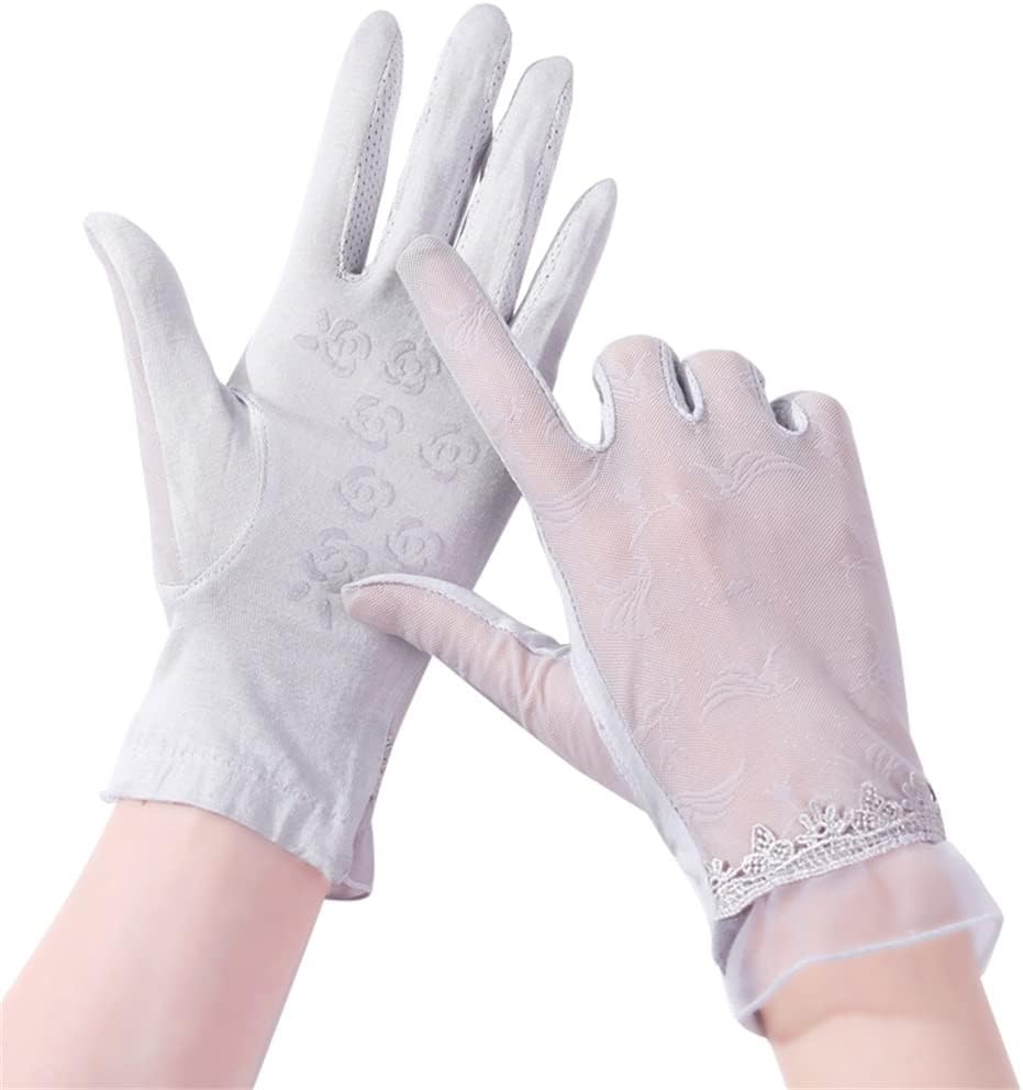 Full-finger Gloves Women's Thin Ice Silk Cool Feeling Driving Breathable Elastic Sunshade