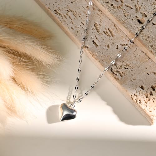 Small Silver Heart Necklace for Women - Hypoallergenic Dainty 925 Sterling Silver Heart Pendant on Delicate Chain 6
