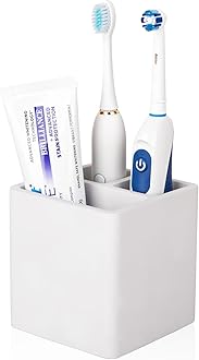 Diatomite Toothbrush Holders for Bathrooms, Electric Toothbrush and Toothpaste Holder 3 Slots Tooth Brush Organizer for Bathroom Countertop, Shower, Vanity - Grayish White