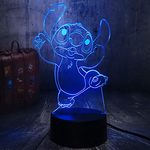 Preisvergleich Produktbild Cartoon Dancing Stitch Nettes KinderspielzeugPräsentieren Sie 3D LED Nachtlicht 7 Farbwechsel Schreibtischlampe Urlaub
