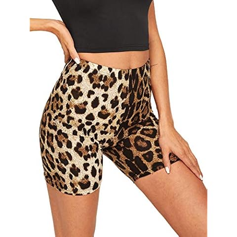 Jollymoda Women's Leopard Snakeskin Print Biker Shorts Legging (Leopard, XL) Cover