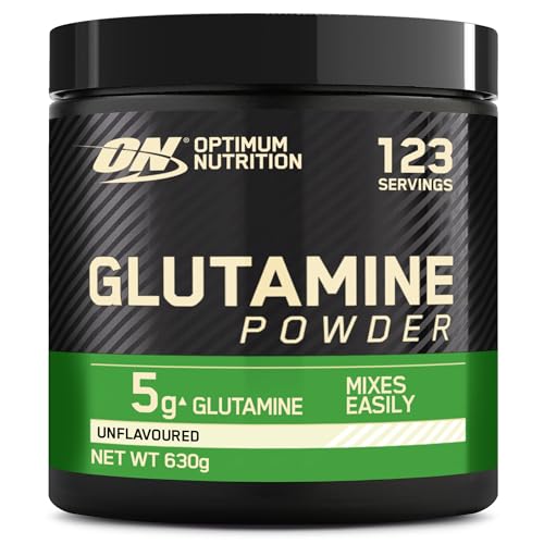 Optimum Nutrition Glutamine Powder, l-Glutamine Amino Acid Powder, Food Supplement, Pre and Post Workout Shake, Unflavoured, 123 Servings, 630 g
