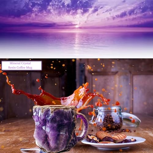 Taza de café mineral cristal púrpura con asa miniatura 6