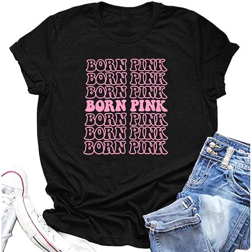 Women Born Pink Kpop Shirt The Album Letter Printed T-Shirt Korean POP Girl Group Fans Merch Short Sleeve Tee Top