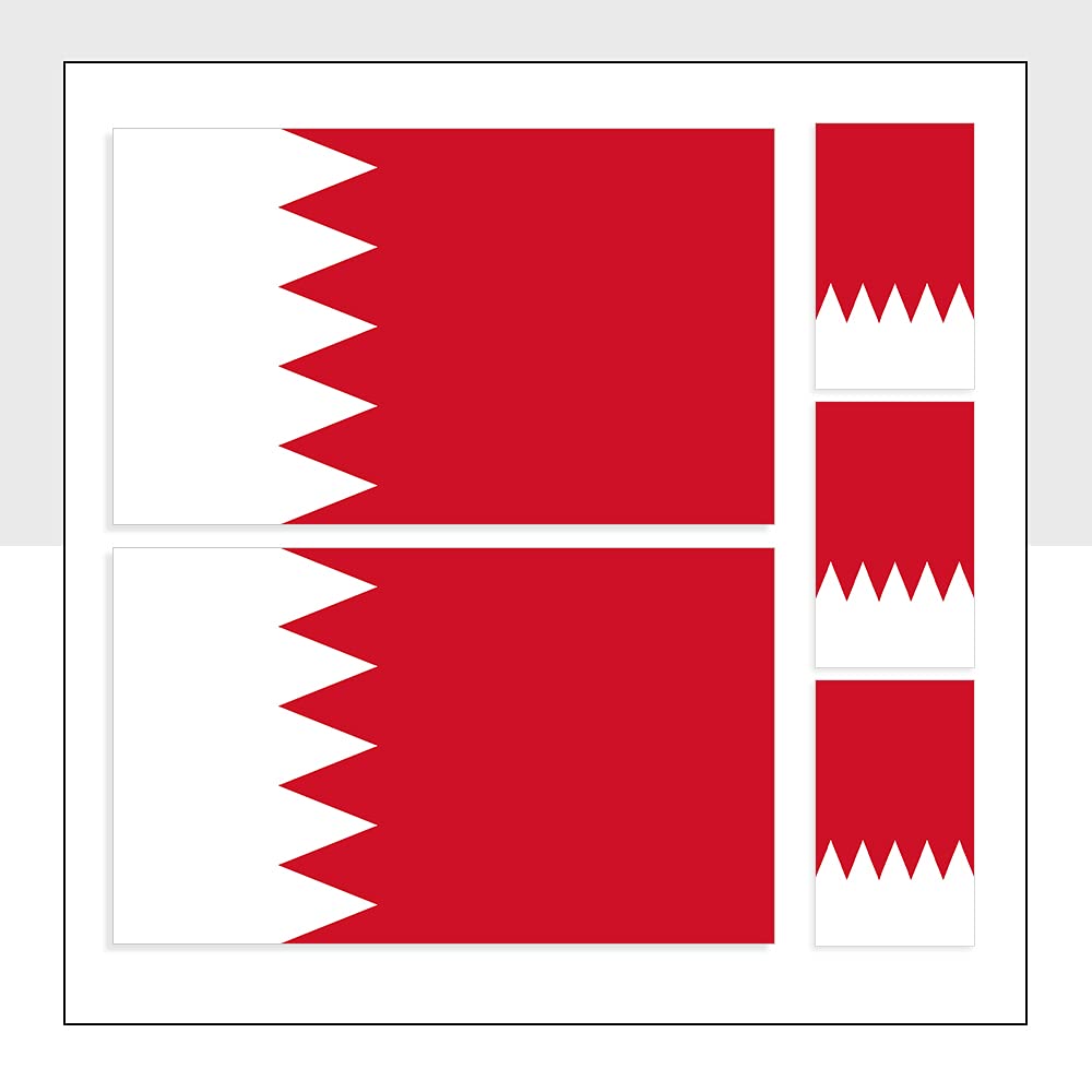 Mixed Pack of 5 Bahrain Flag Vinyl Sticker Waterproof BHR Labels for Bike Van Car Laptop Ipad Window Helemt Ipad Fridge Packwith® #P1050
