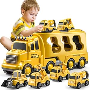 TEMI-Construction-Toddler-Truck-Toys-for-3-4-5-6-Year-Old-Boys-5-in-1-Friction-Power-Vehicle-Car-Toy-for-Toddlers-1-3-Carrier-Truck-Toys-for-Kids-3-5-Christmas-Birthday-Gifts-for-Girls-Age-3-9