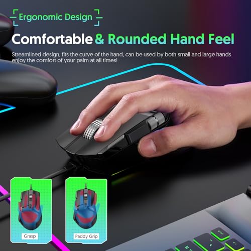 Souris de jeu filaire RVB ergonomique Docooler avec macro programmable - 3