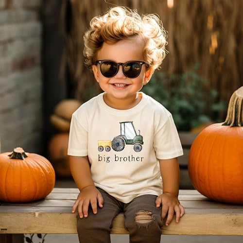 Big Brother Barn Farm Tractor Shirt for Sibling Reveal Baby Announcement Outfits2