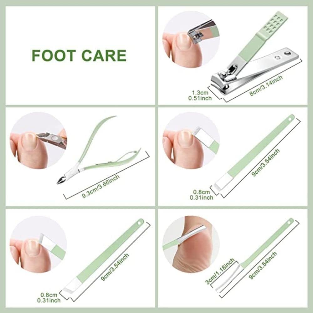 iYOGIzz Professional Manicure Pedicure Kit 16 Pcs Stainless Steel Nail Clippers Set Grooming Tools For Thick Nails Fingernails Toenails Travel Leather Case Men Women Gift Personal Nail Care 1