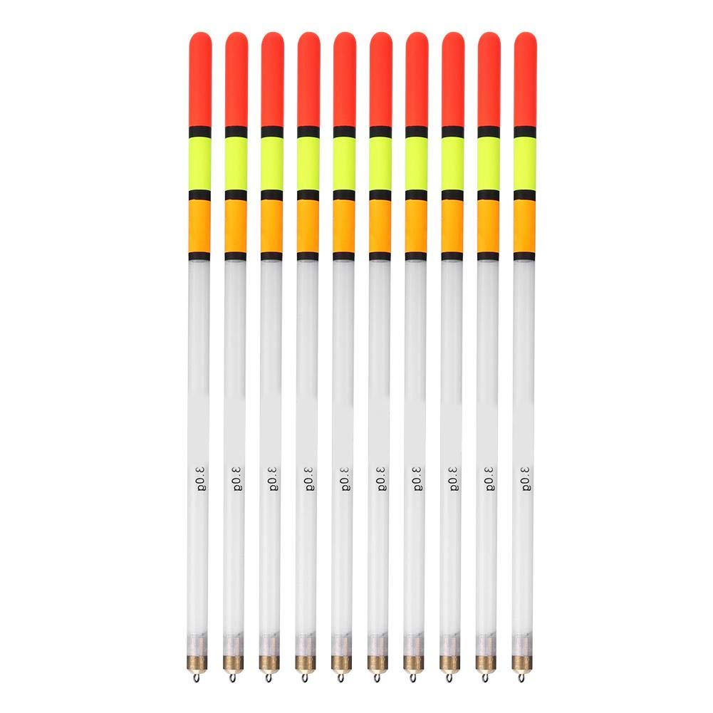 10 Pcs Fishing Bobber Kit, Plastic Floats & Bobber Assortment Stick Tube Multi-Purpose Fish Feed Baits for Various Fishing(3.0 White)