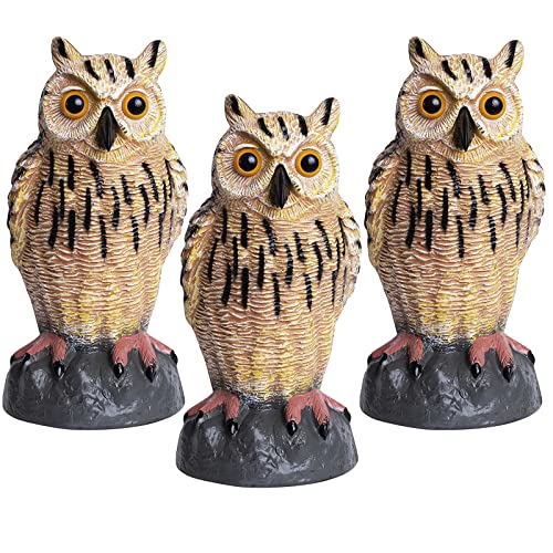 Owl Decoys to Scare Birds Away Plastic Owls Statue for Garden & Outdoors, 3 by Galashield - Used condition - CA$25.04