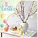Gemscream 200g Easter Green Grass Basket Filler and 24 Pcs Easter Hanging Eggs Set Colorful Foam Easter Eggs with Recyclable Crinkle Shred Paper Filling for Easter Party Decoration Home Tree Ornaments