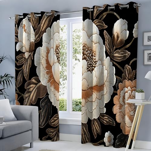 Rideau occultant 3D impression salon moderne isolant polyester 2pc