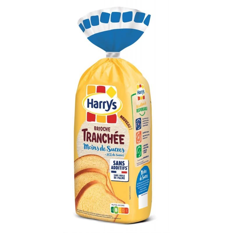HARRYS - Brioche Tranchée -30% De Sucres Sans Additifs 485G - Lot De 4 - Vendu Par Lot