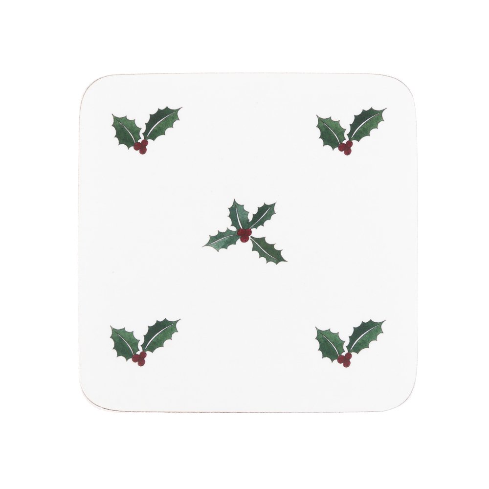 Sophie Allport Holly & Berry Coasters (Set of 4) for use on Coffee Table, Dining Table and Side Tables