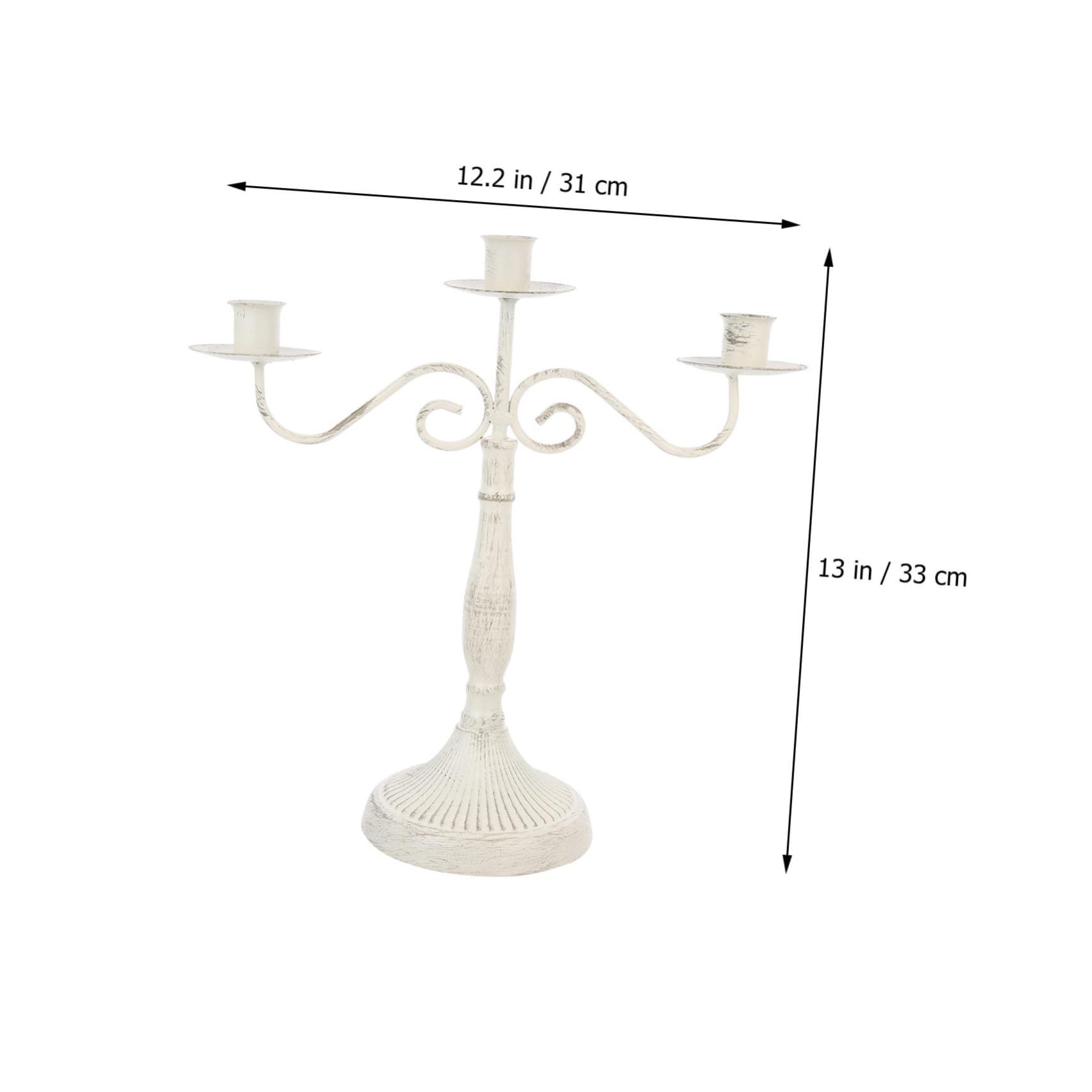 Candelabro Vintage Europeo in Ferro Bianco per Tavolo Elegante