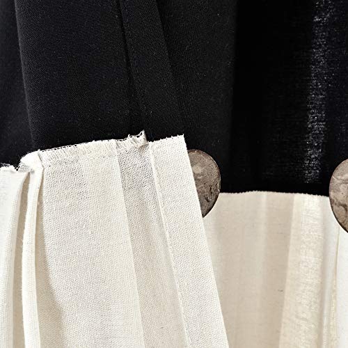 Image of Lush Decor Linen Button Shower Curtain, 72 inch W x 72 inch L, Black & Off White - Black Shower Curtain Fabric - Bathroom Curtain - Farmhouse Bathroom Decor