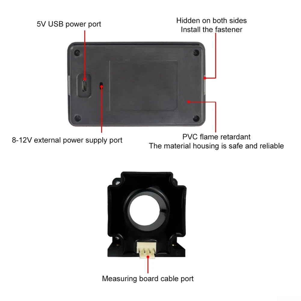 Kabelloses Batteriemessgerät für DC 12V-80V Systeme, 100A Hall-Sensor, Spannung/Strom/Ah/SOC/Temp/KWH Display, kein Shunt erforderlich, einfache zerstörungsfreie Installation