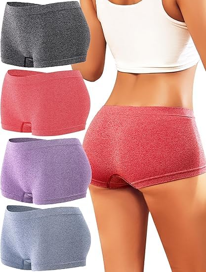 louryn koulyn Womens Boyshorts Underwear Seamless Boxer Briefs Full Coverage Soft Stretch Boxer Shorts for Women 4 Pack-picture-14