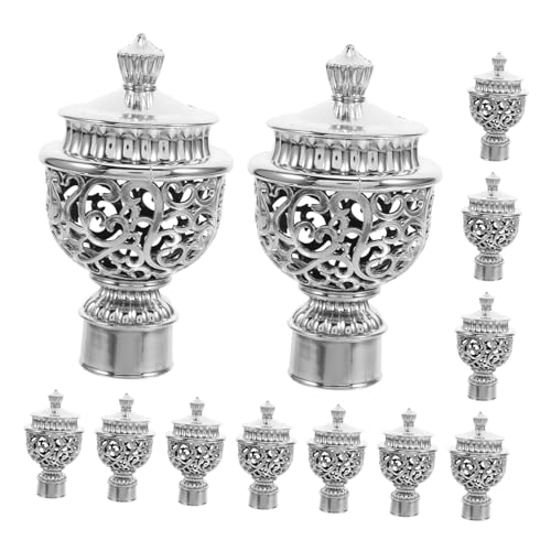 VALICLUD 12pcs Decorative Curtain Rod Finials Elegant Hollow End Caps for Drapery Rails Easy Installation for Home Window Styling