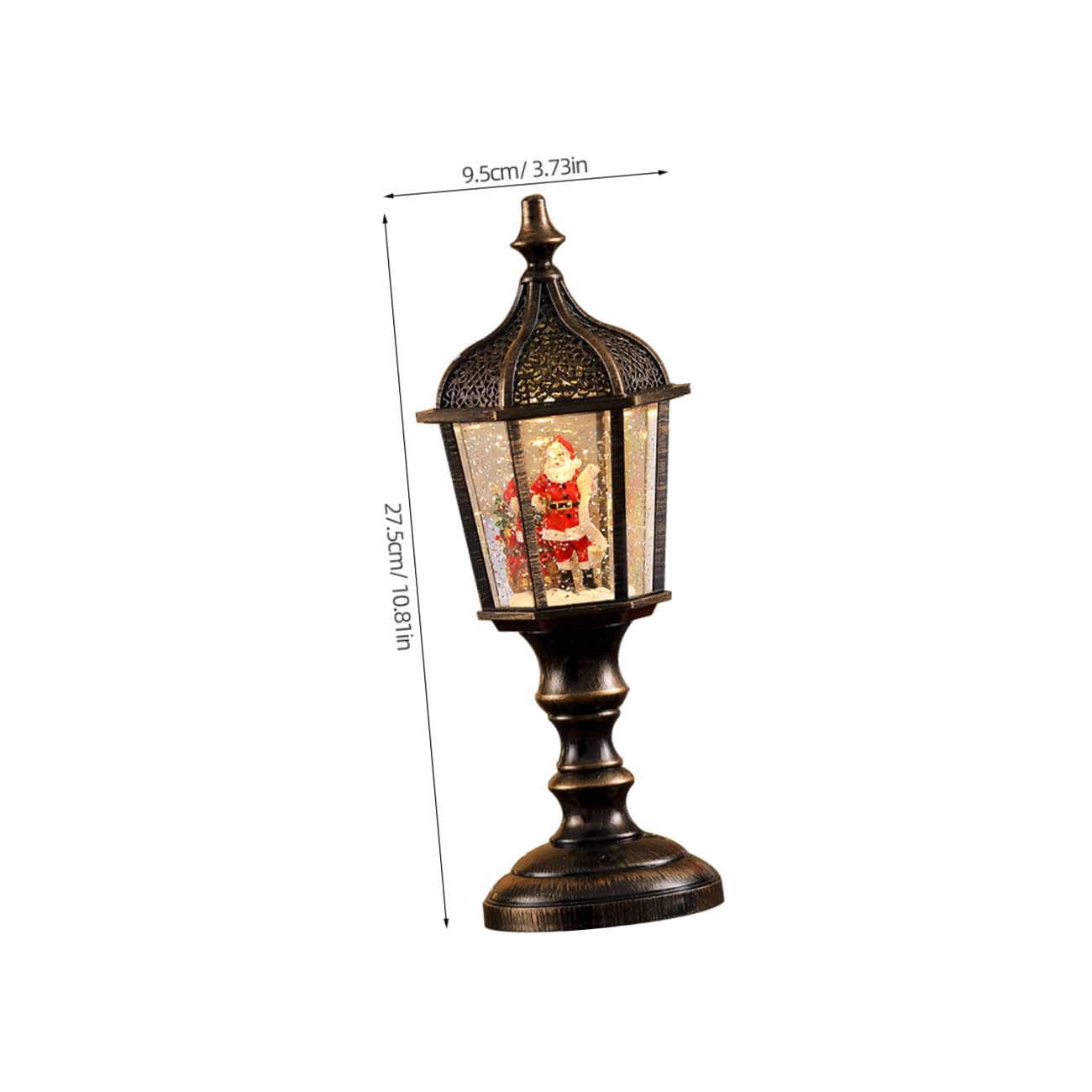 STOBAZA 2 Pezzi Lanterna Decorativa di Natale Musicale in Resina con Illuminazione USB e Batteria, per Decorazione Casa e Ufficio con Atmosfera Festiva Natalizia