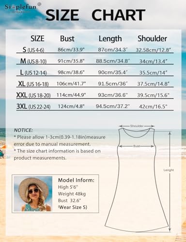 Image of SimpleFun Summer Dresses for Women Beach Floral Tshirt Sundress Casual Pockets Boho Tank Dress